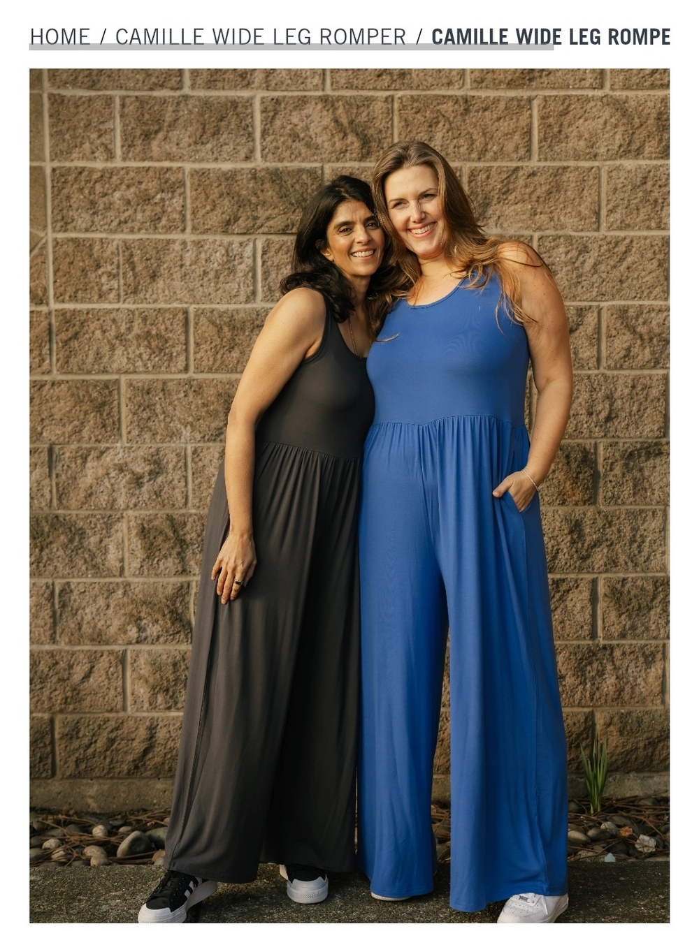 Smash+Tess Camille Wide Leg Romper in Charcoal